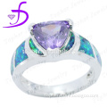 Fashion 925 Sterling SilverJewelry Big Amethyst Thick Opal Ring